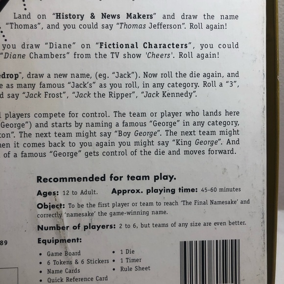 Namesake Board Game Age 12 to 112, 2 or more players 1996 - Picture 10 of 11